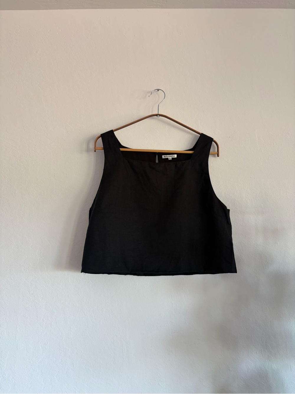 Reformation Black Square-Neck Cropped Tank